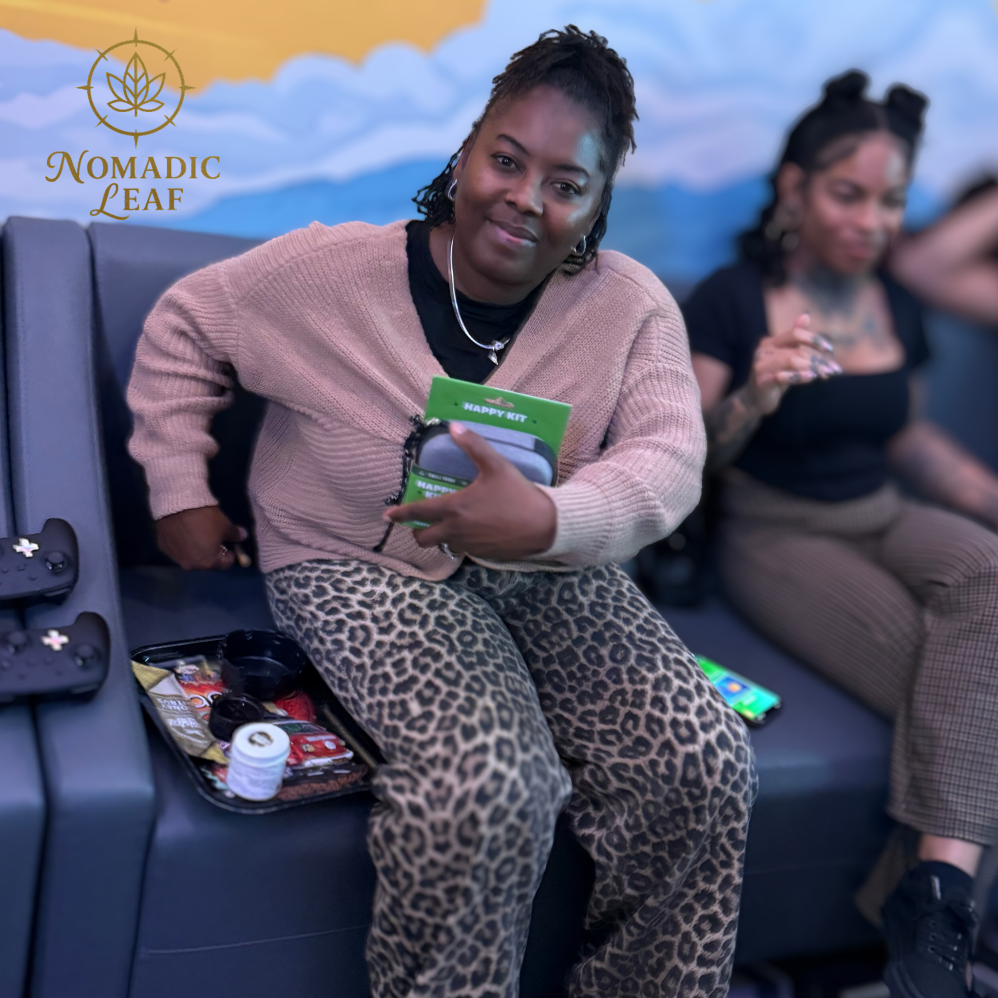 Prize winner celebrating during Nomadic Leaf cannabis trivia night in Las Vegas